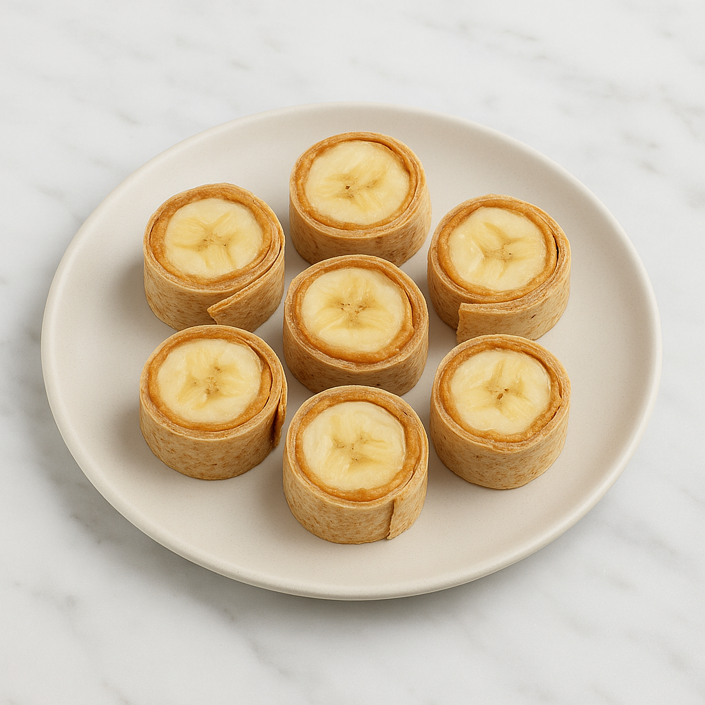 Peanut butter banana roll-ups cut into pieces